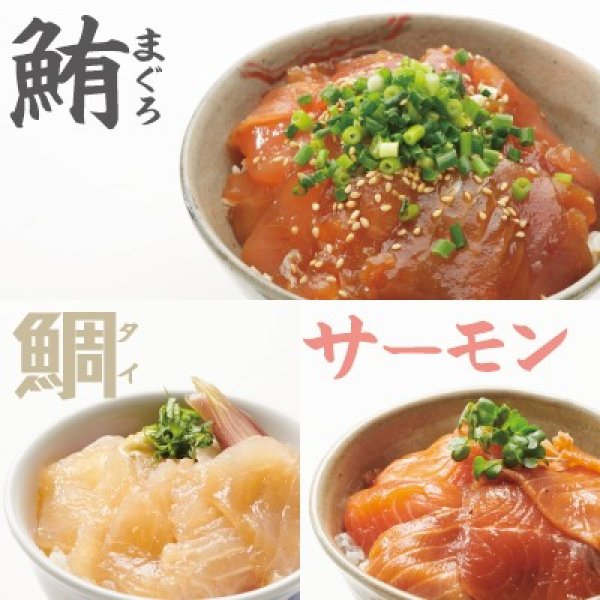 画像1: 【家食べ用】 漬け丼食べ比べ（まぐろ／サーモン／鯛　各２袋ずつ） (1)